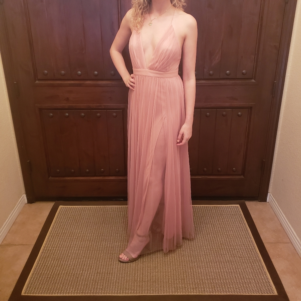 Blush open back dress size 6